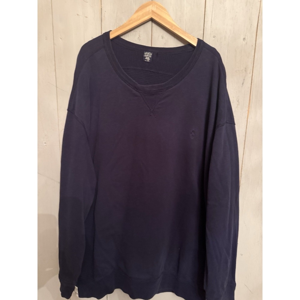 Polo Ralph Lauren Men Heavyweight Crew Sweater Sweatshirt Navy Blue Ribbed 3X TR